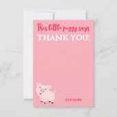 この小さな子豚は感謝を言う農場の動物 サンキューカード (正面)