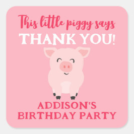 この小さな子豚は感謝を言う農場の動物 スクエアシール