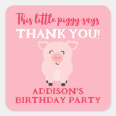 この小さな子豚は感謝を言う農場の動物 スクエアシール (正面)