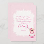 "この小さな子豚"最初の誕生日招待状 招待状 (正面/裏面)