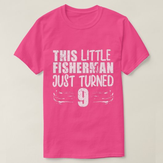 この小さな漁師は、ちょうど9th誕生日Fisを向けた Tシャツ (デザイン正面)