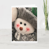 この小さな雪だるま君、*クリスマスおめでとう* と言いたがってます シーズンカード (正面)