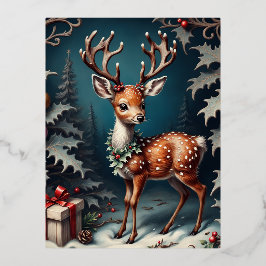 この小さな鹿は可愛くてフェスティバル!私は愛する 箔シーズンポストカード