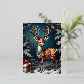 この小さな鹿は可愛くてフェスティバル!私は愛する 箔シーズンポストカード (立ち正面)