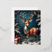 この小さな鹿は可愛くてフェスティバル!私は愛する 箔シーズンポストカード (正面/裏面)