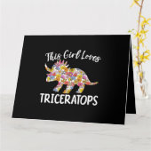 この少女はトリケラトプス恐竜の先史時代Dを愛する カード (黄色い花)