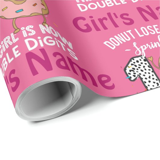 この少女は今や2桁の10番目の誕生日ドーナツ ラッピングペーパー (ロールコーナー)