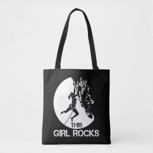 この少女ロックズ登山大きい石カラビナークライマー トートバッグ