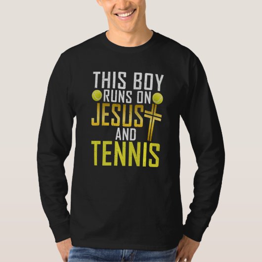 この少年はイエスとテニス少年で動く Tシャツ (正面)