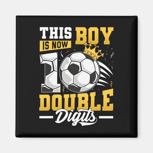 この少年二桁のサッカー10歳少年誕生日 マグネット (正面)
