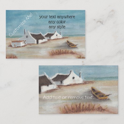 この岬のコテージのスケッチを個人化して下さい 名刺 (正面/裏面)