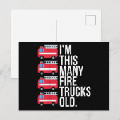 この年齢の消防車Tシャツ ４歳 ポストカード (正面/裏面)