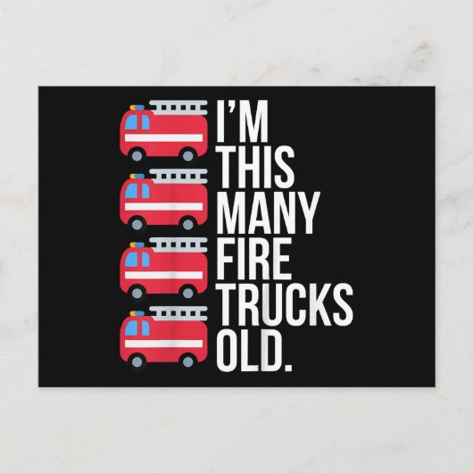 この年齢の消防車Tシャツ ４歳 ポストカード (正面)
