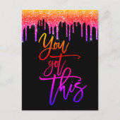 この得ことわざやる気を起こさせるグリッター ポストカード (正面)