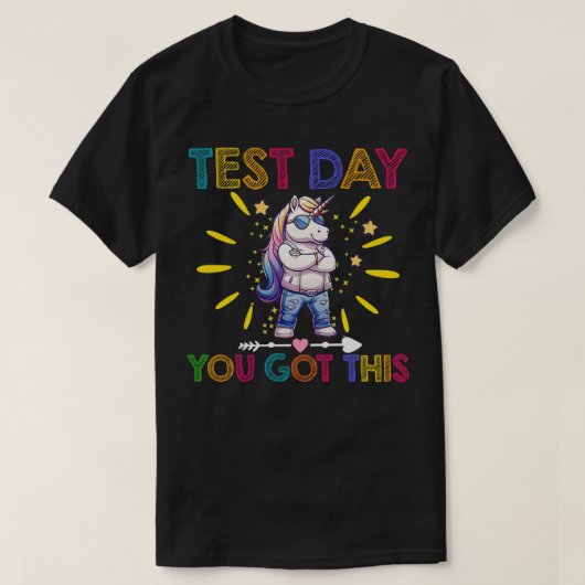 この得やる気を起こさせる先生テスト日クール Tシャツ (デザイン正面)