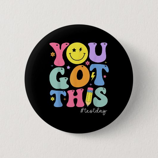 この得テスト日やる気を起こさせるTest Day Tea 缶バッジ (正面)