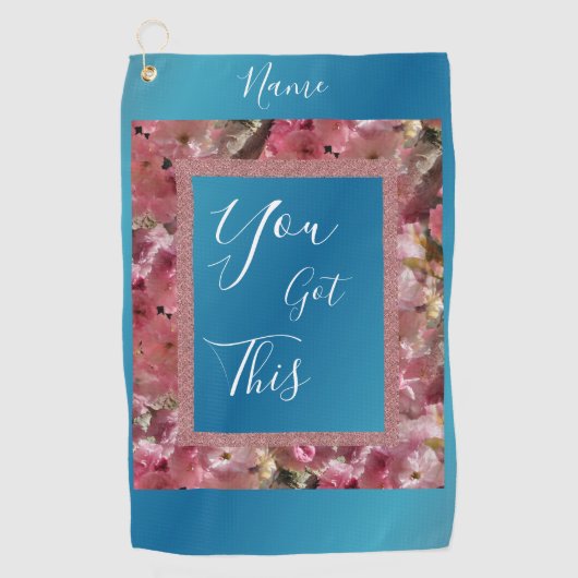 この得ピンクの春が咲く感動的 ゴルフタオル (正面)