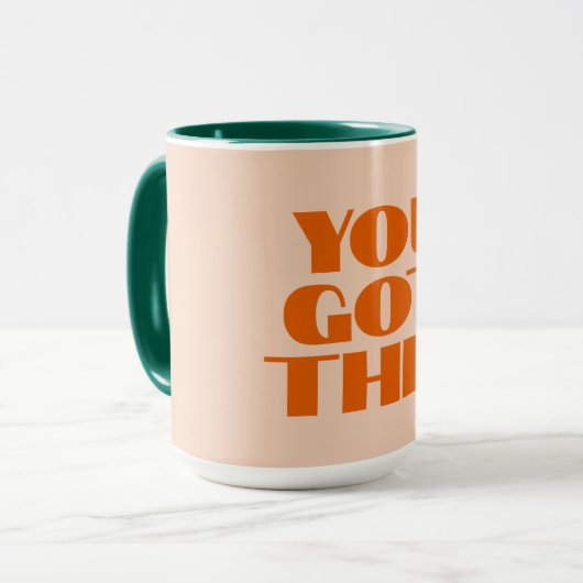 この得ピンクの赤い書道のマグ マグカップ (正面左)