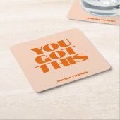 この得ピンクの赤い書道 スクエアペーパーコースター (アングル)