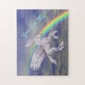 この得ユニコ飛んでいるンの虹感動的 ジグソーパズル (縦)