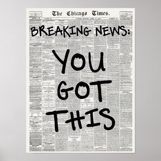 この得ヴィンテージ新聞やる気を起こさせる ポスター (正面)