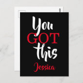 この得引用文やる気を起こさせるタイポグラフィブラック ポストカード (正面/裏面)