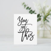 この得引用文やる気を起こさせるブラックスクリプト ポストカード (スタンド正面)