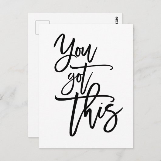 この得引用文やる気を起こさせるブラックスクリプト ポストカード (正面/裏面)