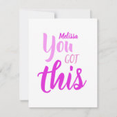 この得引用文ピンクネームパーソナライズされたフラット カード (正面)