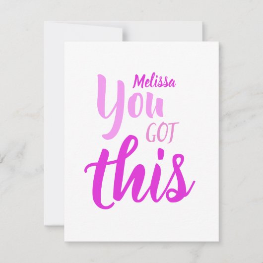 この得引用文ピンクネームパーソナライズされたフラット カード (正面)