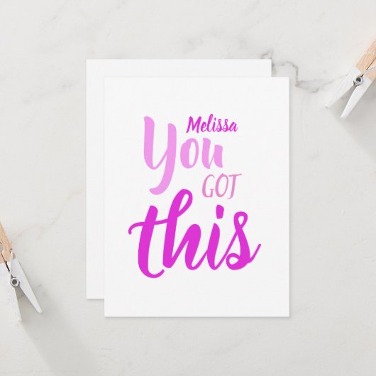 この得引用文ピンクネームパーソナライズされたフラット カード (正面/裏面インサイチュ)