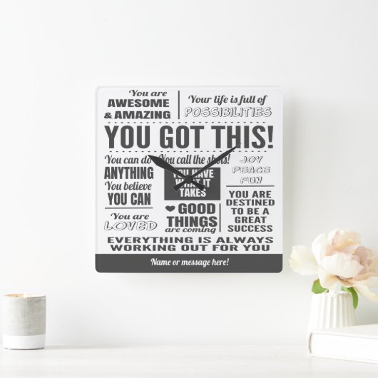 この得引用文 スクエア壁時計 (ホーム)