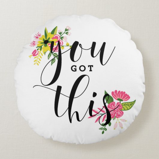 この得書モダン書はやる気を起こさせる ラウンドクッション (正面)