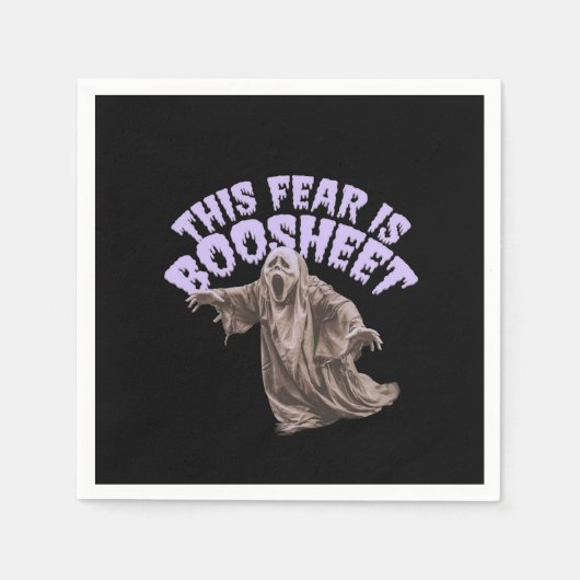 この恐怖はブーシート – 面白いハロウィーン幽霊 スタンダードカクテルナプキン (正面)