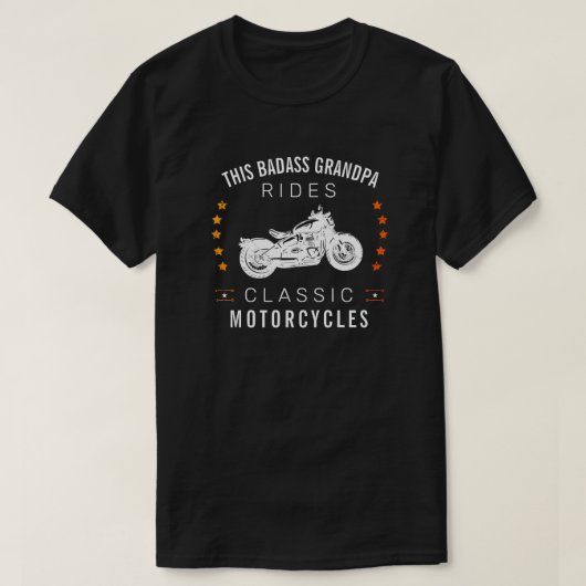 この悪いおじいちゃんがバイクでクラシック乗り物に Tシャツ (デザイン正面)