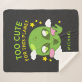 この惑星のための可愛いおもしろいエイリアンパーソナライズされた名 シェルパブランケット (正面(横))