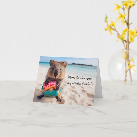 この愛らしいクッカからのメリークリスマス – カード (黄色い花)