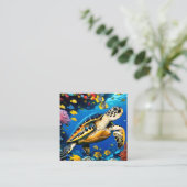 この描写タカのウミガメdiviのデジタル スクエア名刺 (スタンド正面)