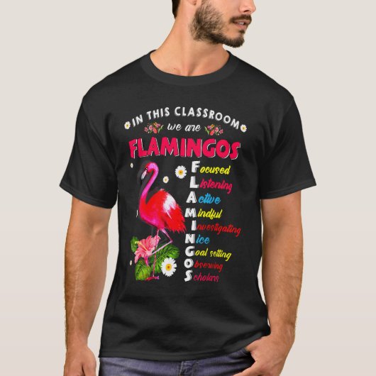この教室ではフラミンゴ先生 Tシャツ (正面)