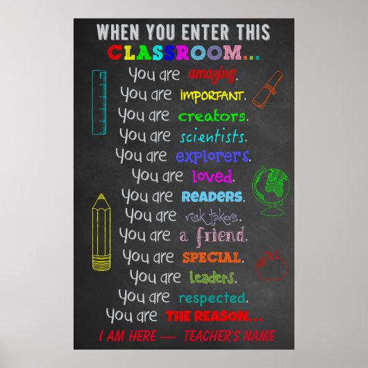 この教室のルールに入力するとき先生ギフト ポスター (正面)