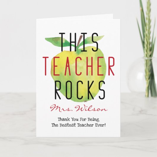 この教師は最高！ 水彩りアップル サンキューカード (正面)