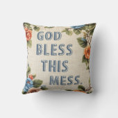 この散らかった事を神が祝福おもしろいする クッション (裏面)