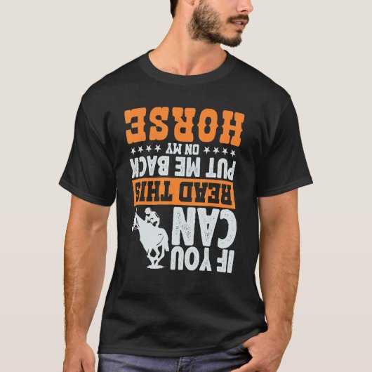 この文字が読めるなら馬に戻してください 面白い Tシャツ (正面)