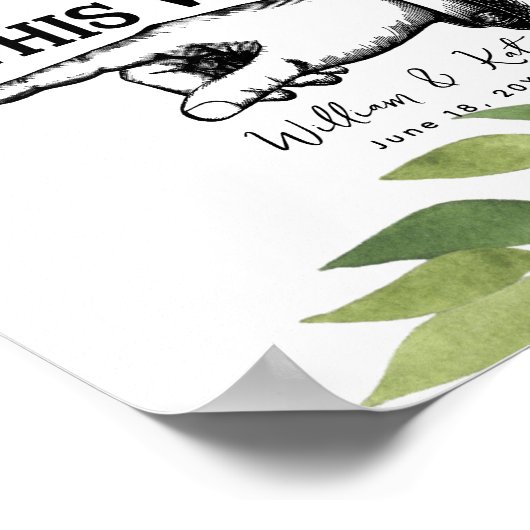 この方法で指を指さす緑の葉 ポスター (角)