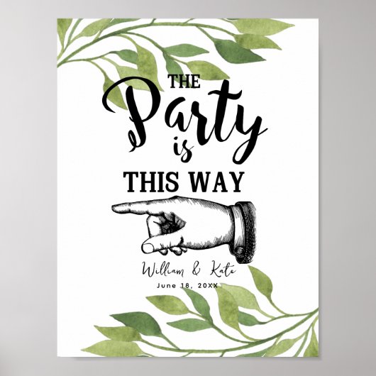 この方法で指を指さす緑の葉 ポスター (正面)