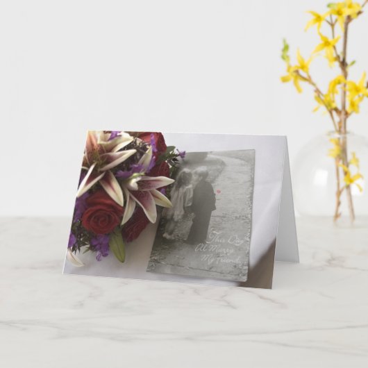 この日私は私の友人の@->と結婚します-- カード (黄色い花)