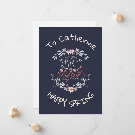 この春カードを持ちパーソナライズされた上げ 案内状 (正面/裏面インサイチュ)