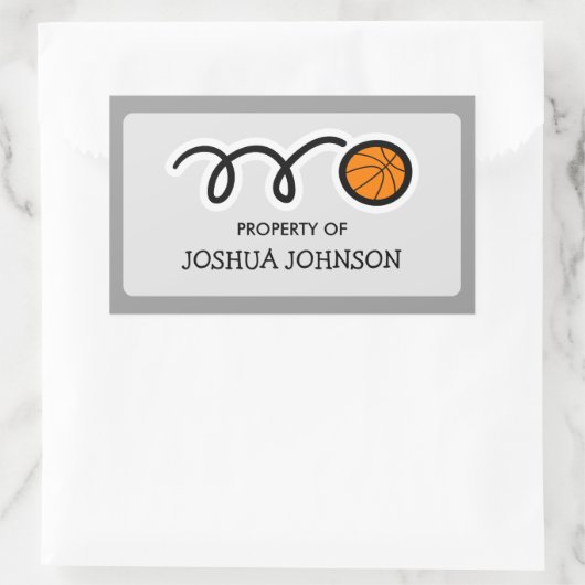 この本のバスケットボールはラベルシールに属している 長方形シール (バッグ)