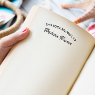 この本はあなたの名前を追加するために属する筆記体フォント セルフインキングスタンプ