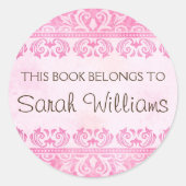 この本はステッカーのヴィンテージ・ピンク・ダマスクに属する ラウンドシール (正面)